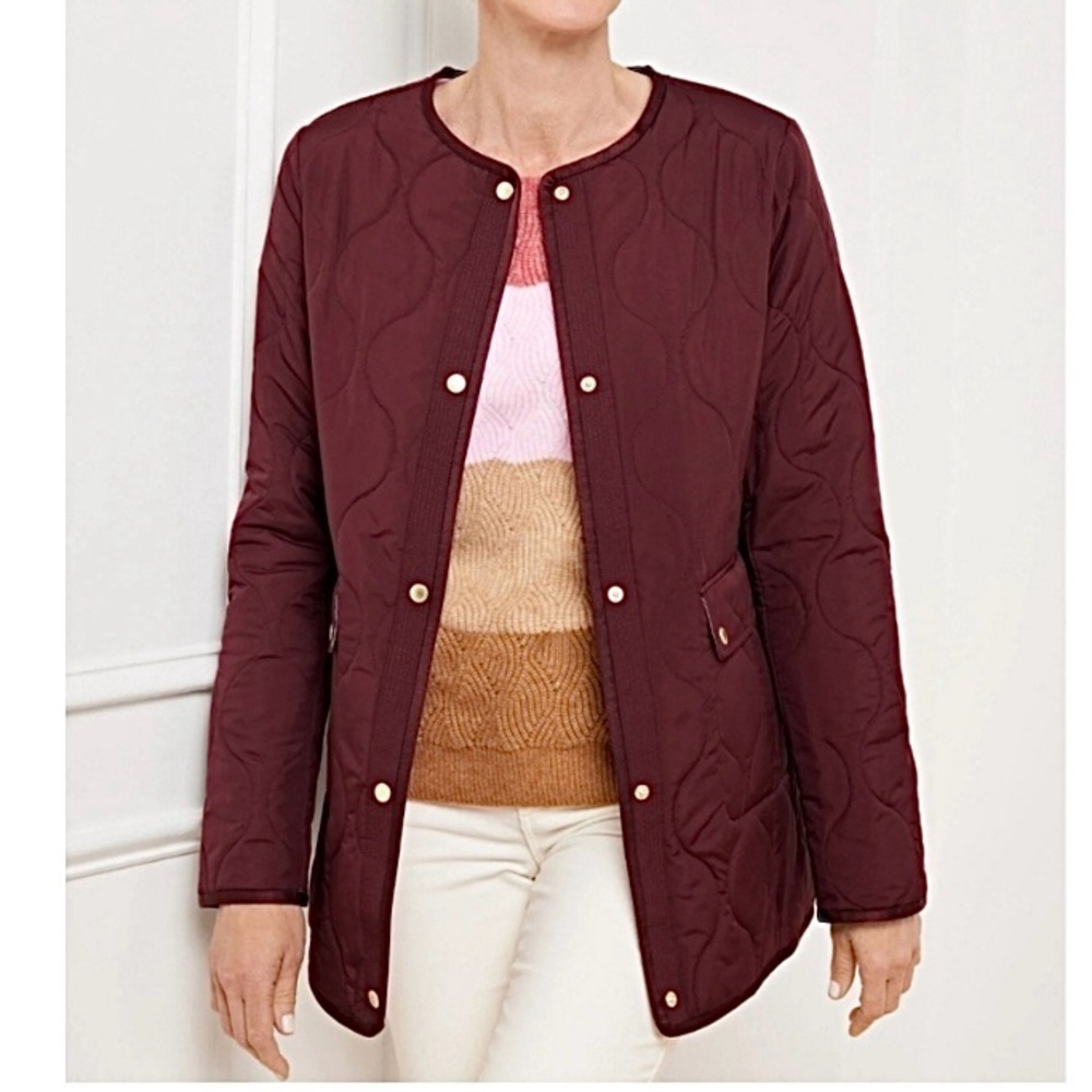 Talbots New Burgundy Quilted Barn Coat Small
